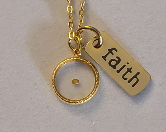 Gold Mustard Seed Charm Necklace, Faith Necklace, Necklace, Charm Necklace, Mustard Seed, Gift, Faith, Gold Stainless Steel Necklace