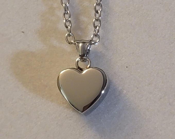 Silver See Through Small Heart Cremation Urn Necklace, Necklace For Ashes, Cremation Jewelry, Urn, Heart, Necklace, For Human Remains