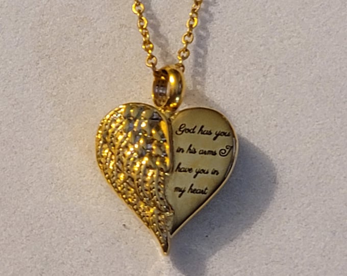 Gold Heart Cremation Urn Necklace, God Has You In His Arms, I Have You In My Heart, Necklace For Ashes, Cremation Jewelry, Urn Necklace