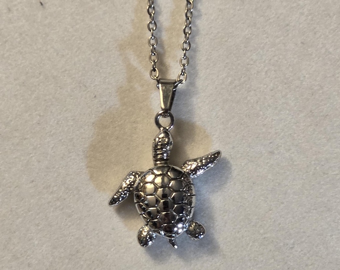 Silver Turtle Cremation Urn Necklace, Turtle Necklace,  For Human Remains,  Necklace For Ashes,  Turtle, For Turtle Lover, Turtle Urn, Gift