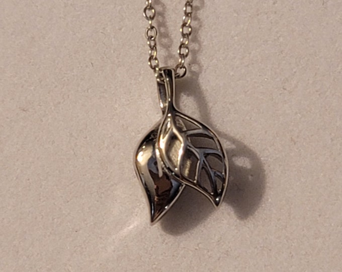 Silver Leaf Cremation Urn Necklace, Cremation Jewelry, Cremation Necklace, For Human Remains, Necklace For Ashes, Leaf, Urn, Gift, Necklace