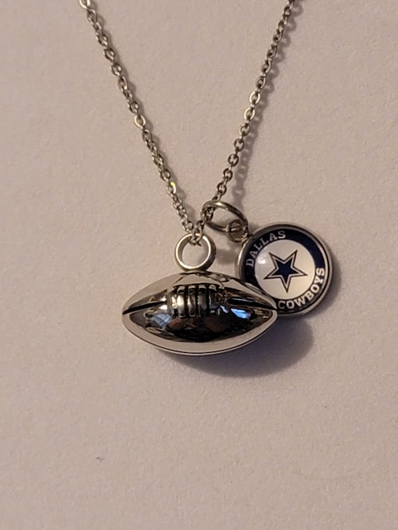 Silver Football Cremation Urn Necklace: Memorial Jewelry