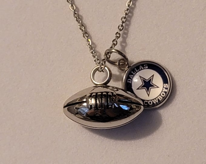 Silver Football Cremation Urn Necklace,  Memorial Jewelry,  Memorial Necklace,  Urn Jewelry, Urn, Necklace, Cremation Necklace, Football Urn