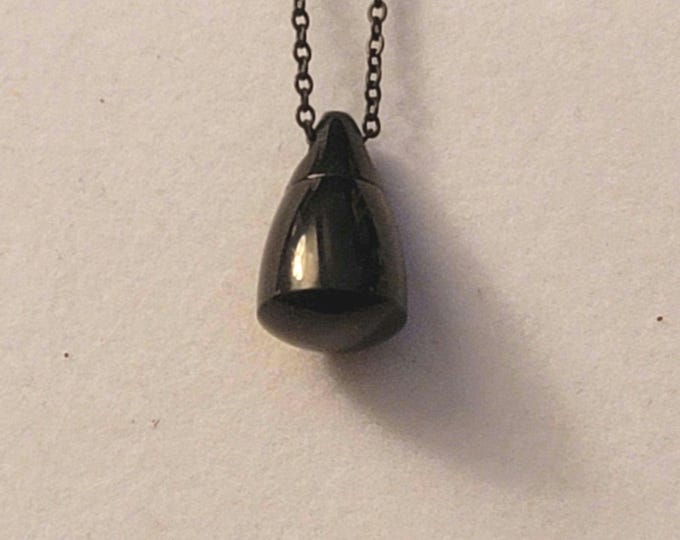 Black Teardrop Cremation Urn Locket Necklace, Teardrop Urn, Necklace For Ashes, Holds Human Remains,  Teardrop Cremation Jewelry, Necklace