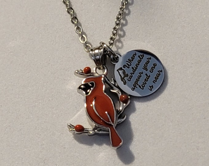 Silver and Red Cardinal Cremation Urn Necklace, Cremation Jewelry, Urn Jewelry, Urn Necklace, Memorial Jewelry, Memorial Necklace, Necklace
