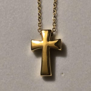 Gold Cross Cremation Urn Necklace: Stainless Steel Chain, Memorial Jewelry