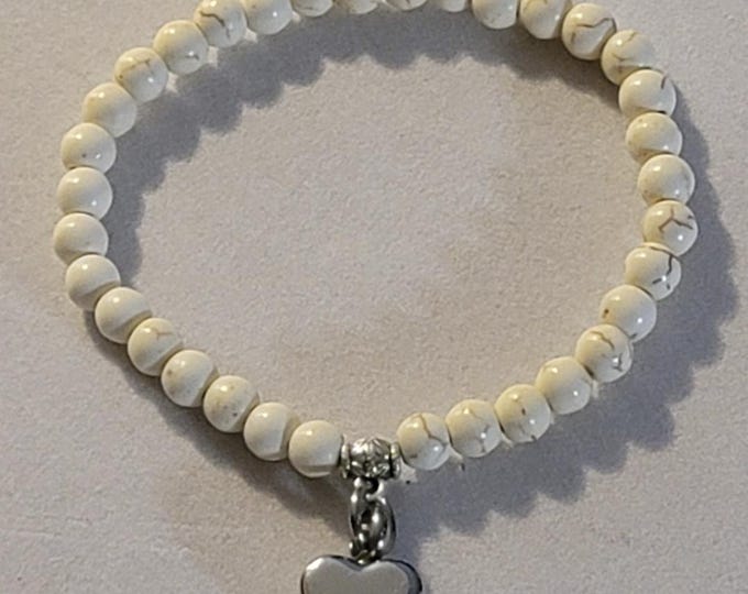 Silver White Turquoise Beaded Urn Bracelet, Cremation Jewelry, Memorial Jewelry, Urn Jewelry, Cremation Bracelet, Bracelet