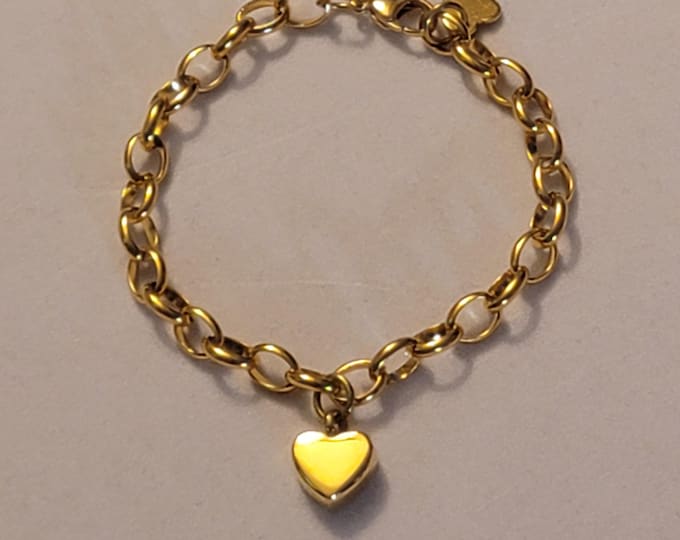 Gold Heart Cremation Urn Chain Bracelet, Cremation Jewelry, Memorial Jewelry, Urn Bracelet, Urn Jewelry, Heart Chain Bracelet,  Bracelet