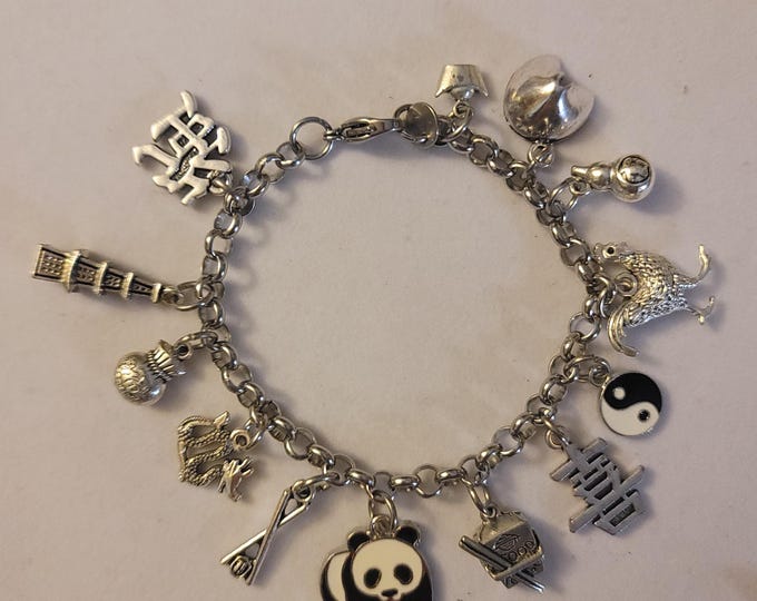 Silver Chinese/China Chain Bracelet, China Charm Bracelet, Bracelet, Chinese Bracelet, Charm Bracelet, Chain Bracelet, Gift, China, Chinese