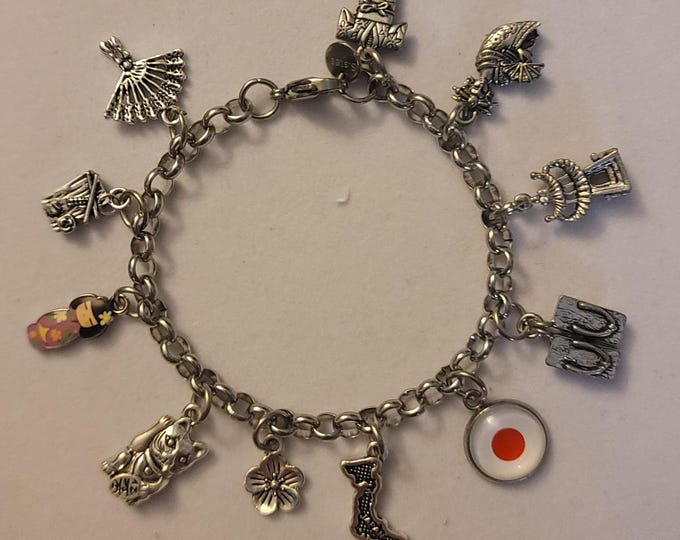 Silver Japan/Japanese Chain Bracelet, Japan Charm Bracelet, Bracelet, Japanese Bracelet, Charm Bracelet, Chain Bracelet, Japan, Japanese