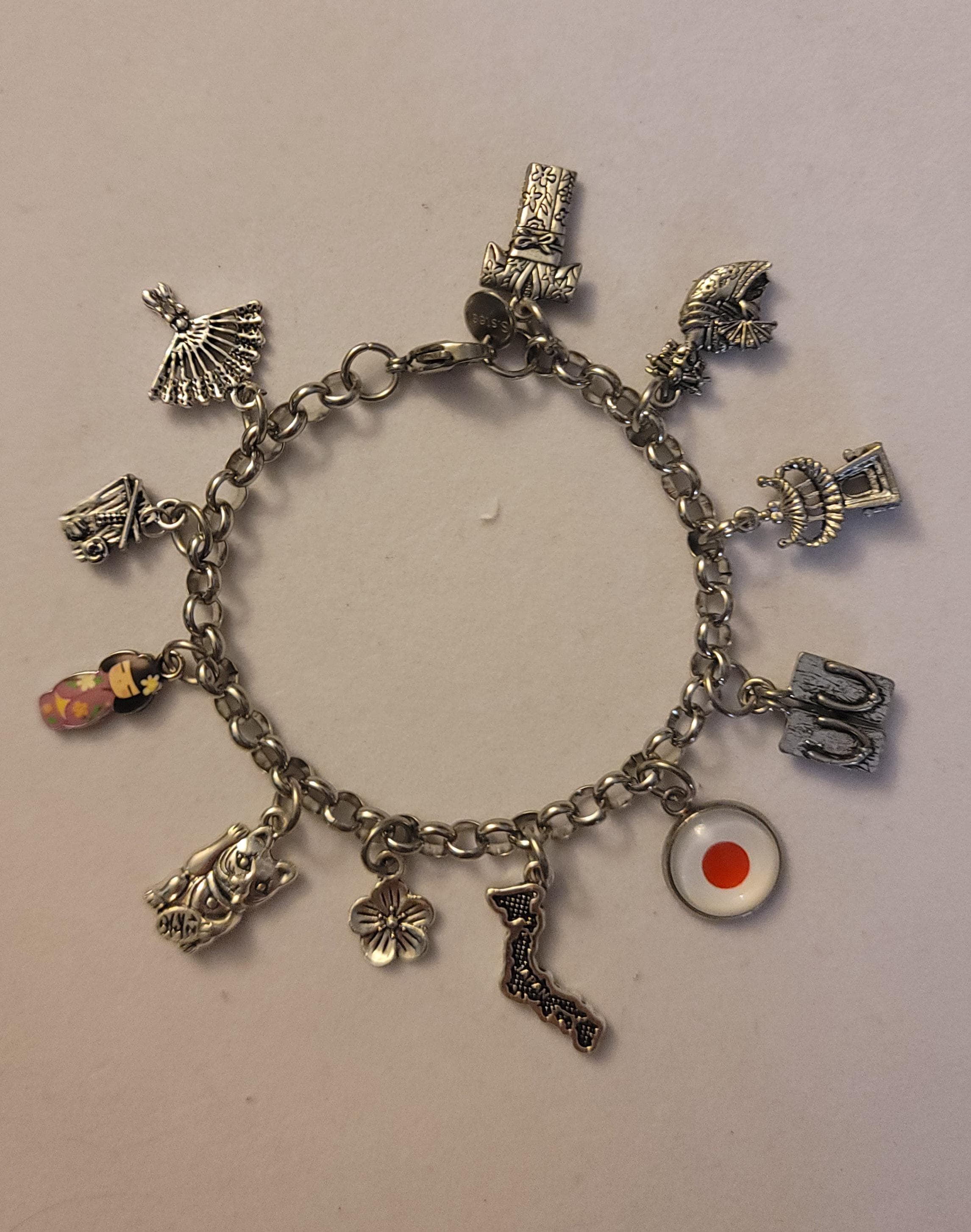 Silver Japan/japanese Chain Bracelet, Japan Charm Bracelet Silver Japan/japanese Chain Bracelet, Japan Charm Bracelet