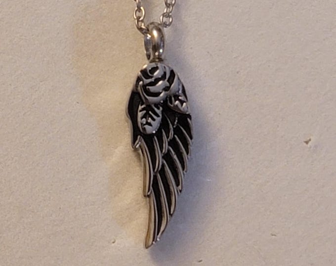 Silver Angel Wing Cremation Urn Necklace, For Human Remains, Cremation Jewelry, Angel Wing Urn, Memorial Necklace, Gift, Necklace For Ashes