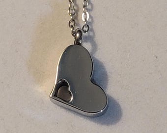 Collar con urna funeraria en forma de corazón de plata, joya de recuerdo