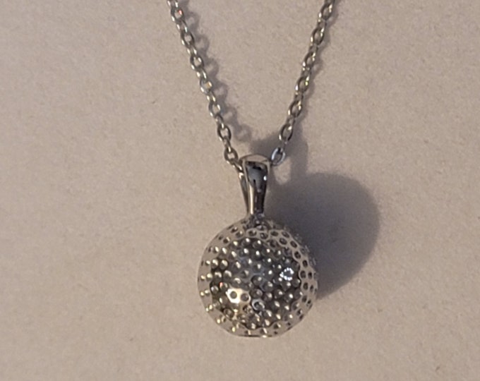 Silver Golf Ball Cremation Urn Necklace