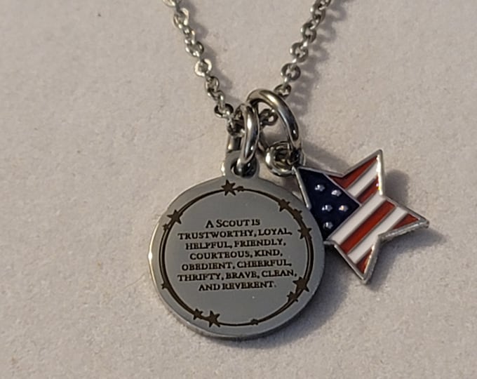 Silver Scout Law Necklace, Boy Scout, Cub Scout, Eagle Scout, Scout Law, Necklace, Scout Necklace, Scout Leader, Gift For Scout, Gift