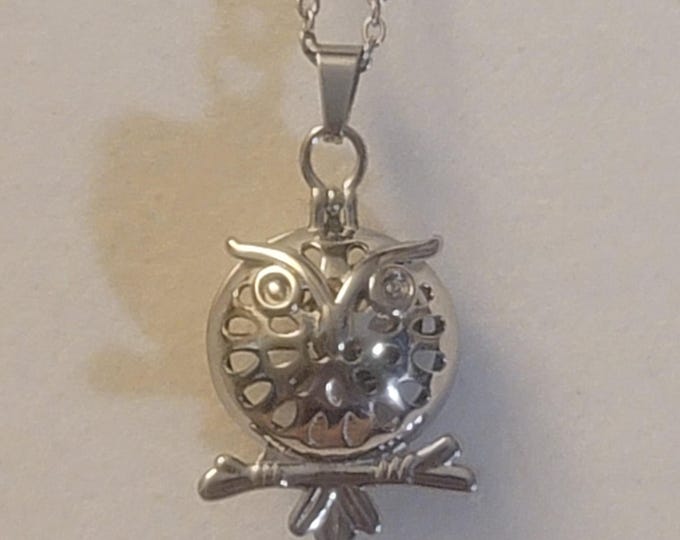 Silver Owl Locket Cremation Urn Necklace, Cremation Jewelry, Urn Jewelry, Memorial Jewelry,  Urn Necklace, Cremation Necklace, Necklace, Owl