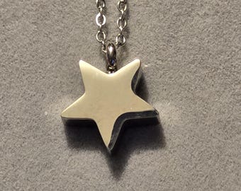 Silver Star Cremation Urn Necklace: Memorial Jewelry