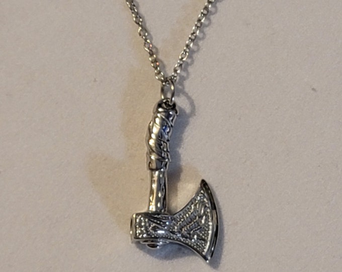 Silver Axe Cremation Urn Necklace, Cremation Jewelry, Cremation Necklace, Axe Urn, Urn Necklace, For Ashes, Necklace, Gift, Axe Necklace