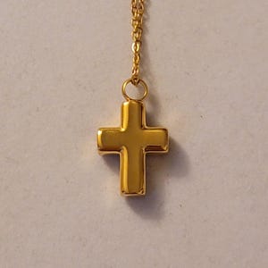 Gold Cross Cremation Urn Necklace: Stainless Steel Memorial Jewelry