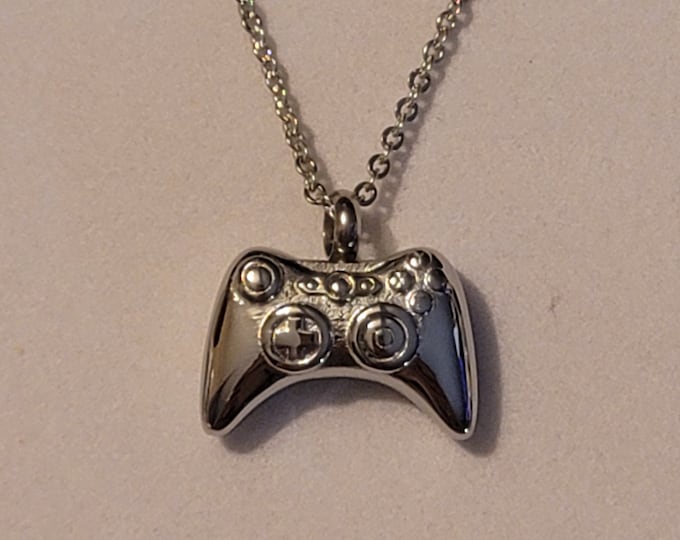 Silver Game Controller Cremation Urn Necklace, Gamer Urn Necklace,  Necklace,  Cremation Jewelry, Gift For Gamer, Xbox Necklace, Playstation