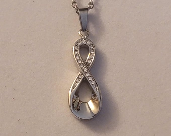 Silver Rhinestone Infinity Cremation Urn Necklace, Memorial Necklace, Memorial Jewelry, Cremation Jewelry, Necklace, Urn Necklace,