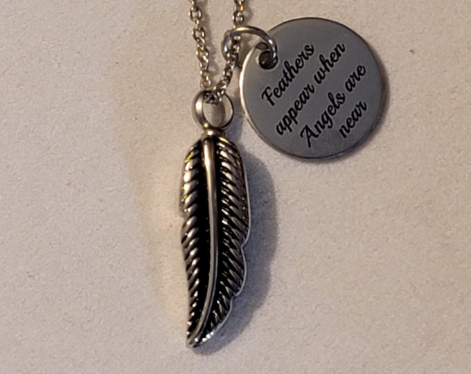 Silver Feather Cremation Urn Necklace, Memorial Necklace, Memorial Jewelry, Cremation Jewelry, Necklace, Urn Necklace, Urn, Feather, Gift