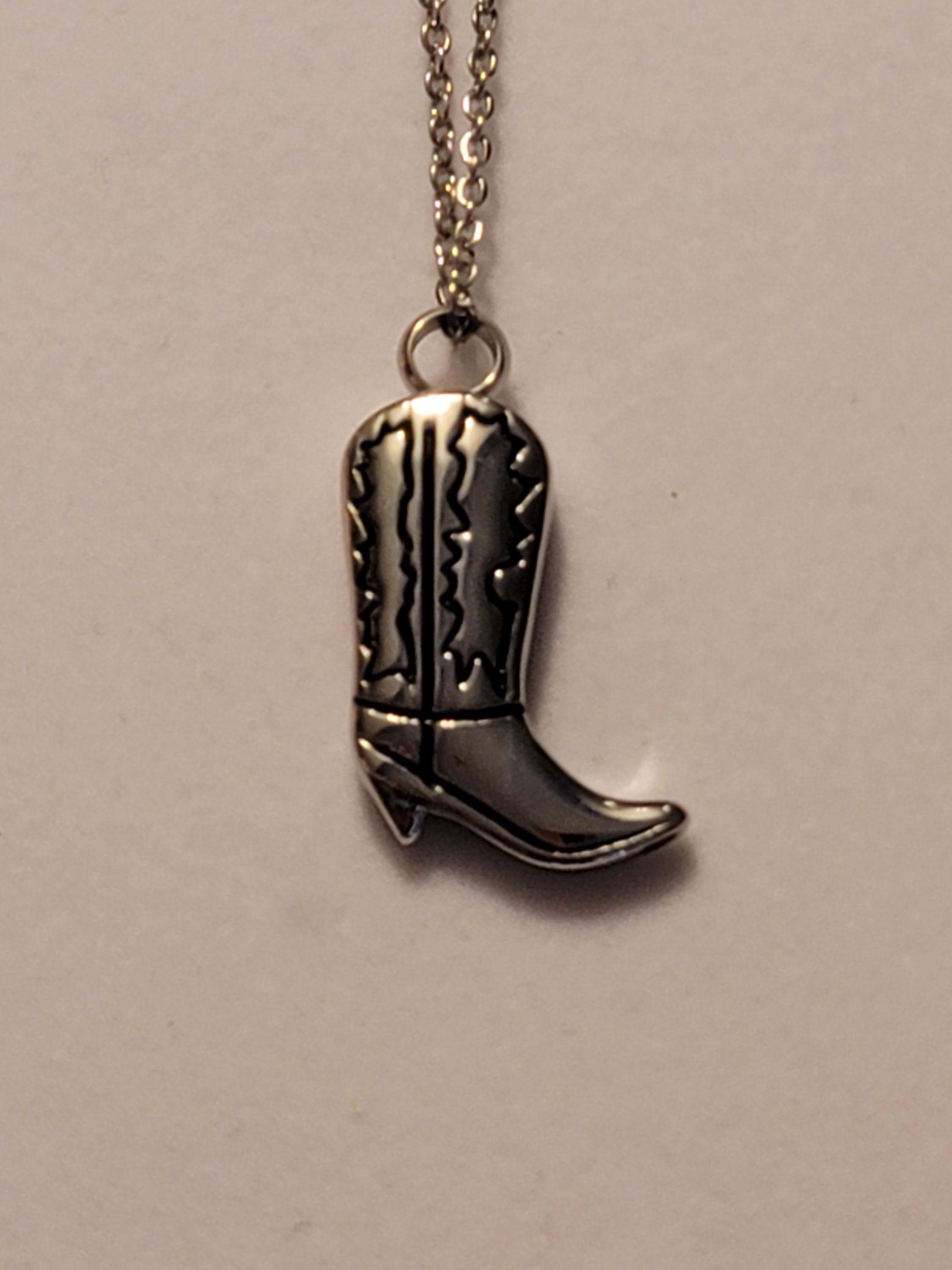 Silver Boot Cremation Urn Necklace: Keepsake Jewelry for Ashes, Gift