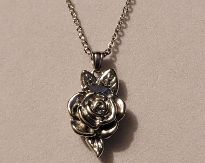Silver Rose Cremation Urn Necklace, Cremation Jewelry, Cremation Necklace, For Human Remains, Necklace For Ashes,  Rose, Urn, Gift, Necklace