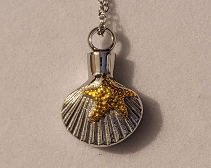 Silver Seashell Cremation Urn Necklace, Cremation Jewelry, Urn Jewelry, Memorial Jewelry,  Urn Necklace, Seashell Urn, Necklace, Gift, Ashes