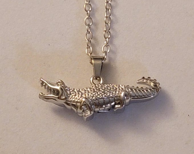 Silver Alligator Cremation Urn Necklace, Cremation Jewelry, Cremation Necklace, Alligator Urn, Urn Necklace, For Ashes, Necklace, Gift