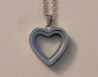 Silver Heart Cremation Urn Necklace: Stainless Steel Ashes Locket