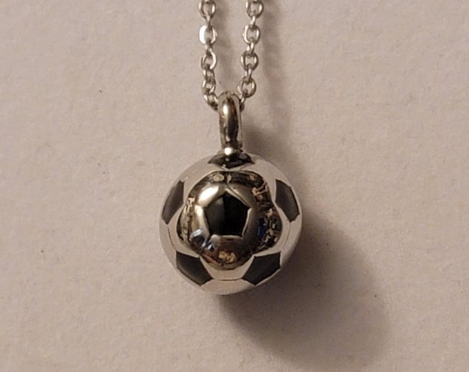 Silver Soccer Ball Cremation Urn Necklace, Cremation Jewelry, Cremation Necklace, Soccer Ball Urn, Urn Necklace, For Ashes, Gift