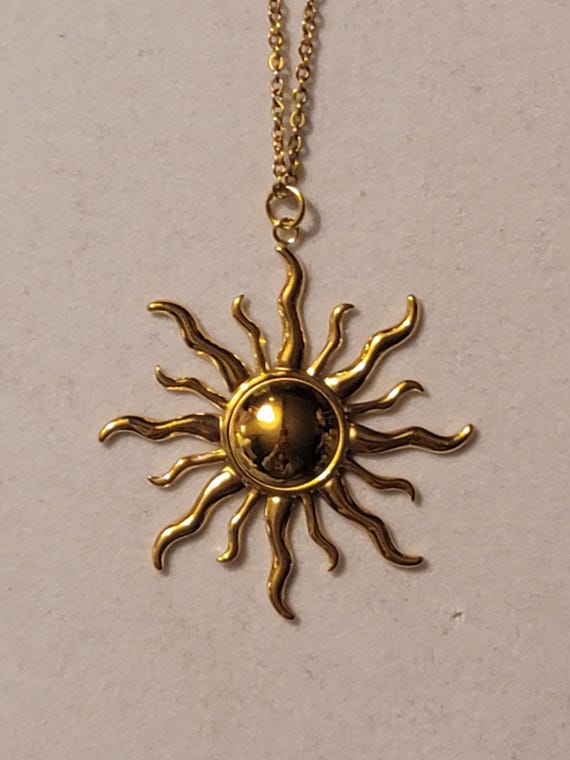 Collar De Sol Dorado Para Mujer - Cadena De Clavícula 43+5 Cm, Colgante Pequeño, Regalo Con Tarjeta De Mensaje
