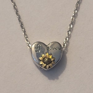 Silver Sunflower Cremation Urn Necklace: 'You Are My Sunshine' Memorial Jewelry