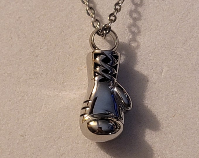 Silver Boxing Glove Cremation Urn Necklace, Cremation Jewelry, Cremation Necklace, Boxing Glove Urn, Urn Necklace, For Ashes, Necklace, Gift