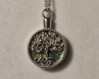 Collana con urna cineraria "Albero della Vita" in argento: gioiello in acciaio inossidabile per ceneri.