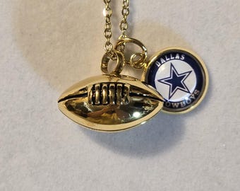 Gold Football Cremation Urn Necklace: Stainless Steel Memorial Jewelry
