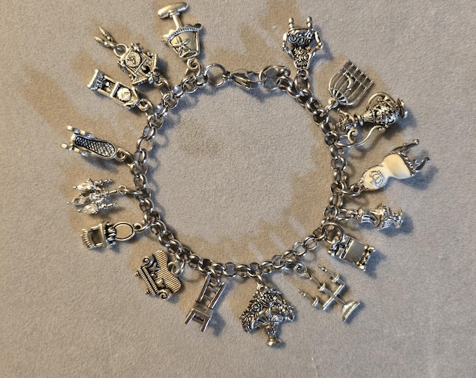 Silver Interior Design Charm Bracelet: Stainless Steel Chain