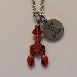 Silver You&#39;re My Lobster Charm Necklace, Lobster,  Necklace, Best Friend, Best friend Necklace, Lobster Necklace, Best Friends, Gift