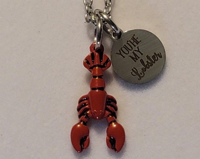 Silver You're My Lobster Charm Necklace, Lobster,  Necklace, Best Friend, Best friend Necklace, Lobster Necklace, Best Friends, Gift