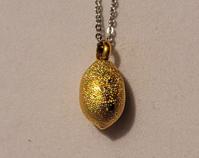 Gold Lemon Cremation Urn Necklace, Lemon Urn, Necklace For Ashes, Holds Human Remains,  Lemon Cremation Jewelry, Necklace, Lemon, Gift