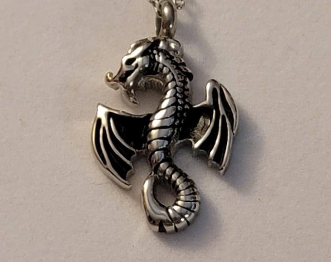 Silver Dragon Cremation Urn Necklace, Cremation Jewelry, Cremation Necklace, Dragon Urn, Urn Necklace, For Ashes, Necklace, Gift, Dragoon