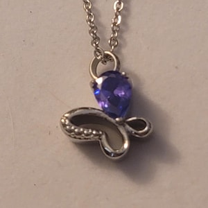 Silver and Purple Butterfly Cremation Urn Necklace, Cremation Jewelry, Urn Jewelry, Memorial Jewelry,  Urn, Cremation Necklace, Necklace