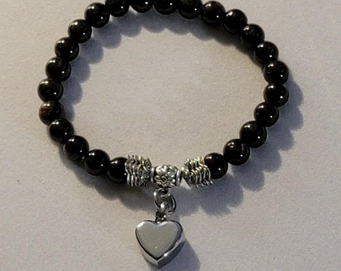 Silver Amethyst Beaded Urn Bracelet, Cremation Jewelry, Memorial Jewelry, Urn Jewelry, Cremation Bracelet, Memorial Bracelet