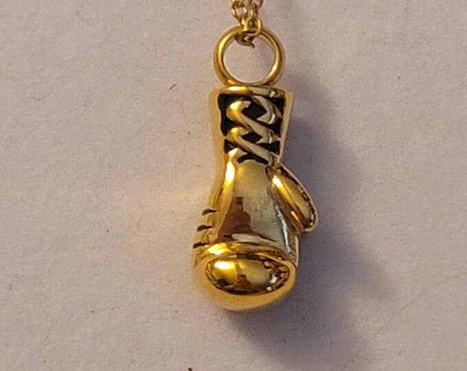 Gold Boxing Glove Cremation Urn Necklace, Boxing Urn, Necklace For Ashes, Holds Human Remains,  Boxing Glove Cremation Jewelry, Necklace,