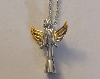 Angel Cremation Urn Necklace: Silver & Gold Memorial Jewelry