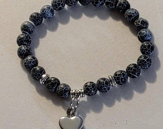 Silver Weathered Stone Sodalite Beaded Urn Bracelet, Cremation Jewelry, Memorial Jewelry, Urn, Cremation Bracelet, Bracelet, Beaded Bracelet