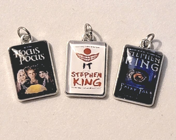 Custom Book Cover Charm: Silver Bangle Bracelet or Necklace