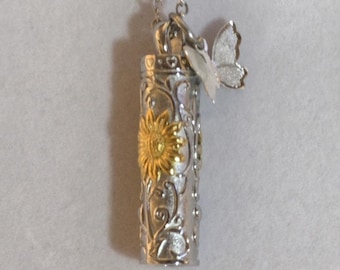 Silber Sonnenblume Urne Halskette: Gedenkschmuck