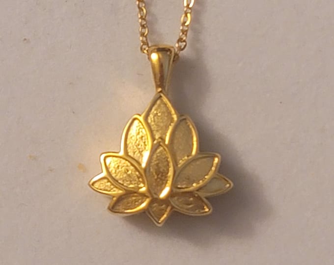 Gold Lotus Cremation Urn Necklace, Lotus Urn, Necklace For Ashes, Holds Human Remains,  Lorus Cremation Jewelry, Necklace, Lotus, Gift